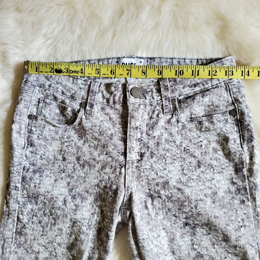 PAIGE Verdugo Ankle Skinny Jeans in Pewter Sequin Size 27 LIKE NEW - Picture 14 of 16